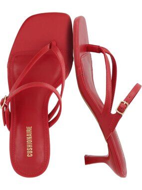 Women's Red Madrid Kitten Heel Square Toe Comfortable Strappy Heels Sandals
